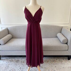 Bridesmaid Formal Midi Dress - Maroon Size Small